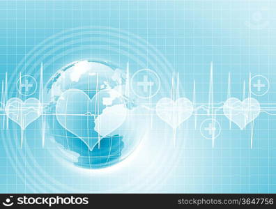 Image of heart beat against colour background