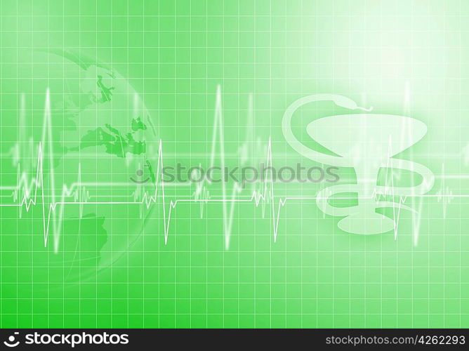 Image of heart beat against colour background