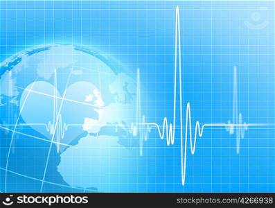 Image of heart beat against colour background
