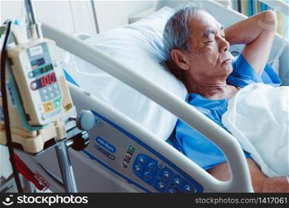 image of infusion pump with Elderly patients in hospital bed,Medical Care