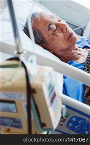 image of infusion pump with Elderly patients in hospital bed,Medical Care