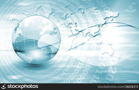 Image of light blue planet Earth against technology background