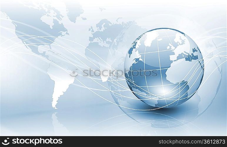 Image of light blue planet Earth against technology background