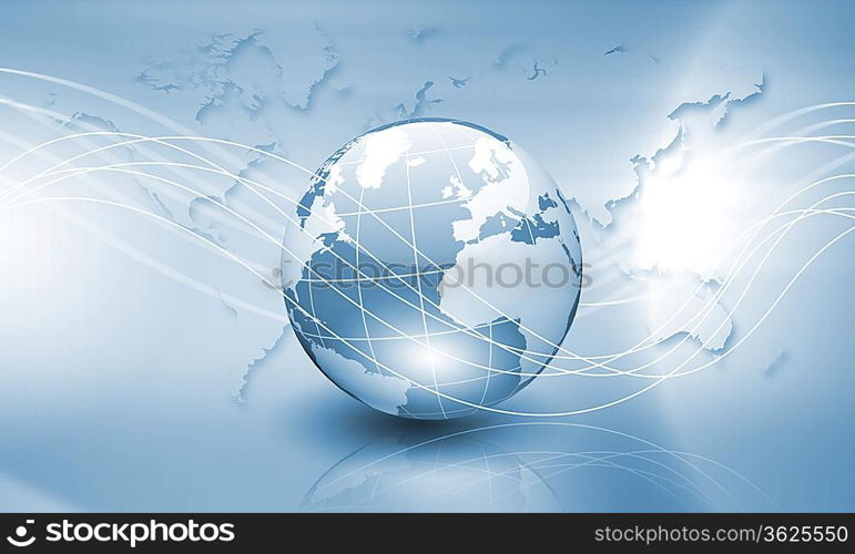 Image of light blue planet Earth against technology background