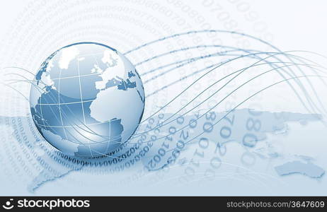 Image of light blue planet Earth against technology background