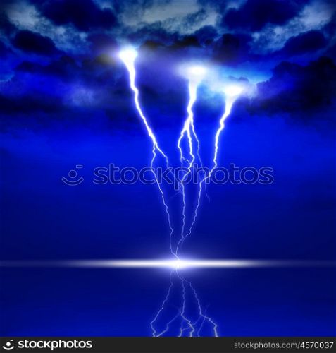 image of lightning on a dark blue background