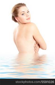 image of lovely girl standing in water