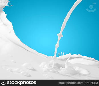 Image of milk splashes against color background