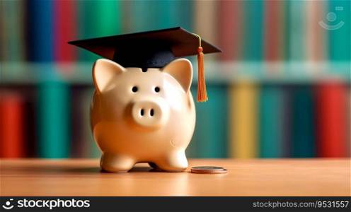 Image of piggy bank with graduation hat