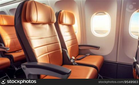 Image of Plane Interior with a Leather Seat