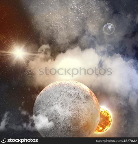 Image of planets in space. Image of planets in fantastic space against dark background