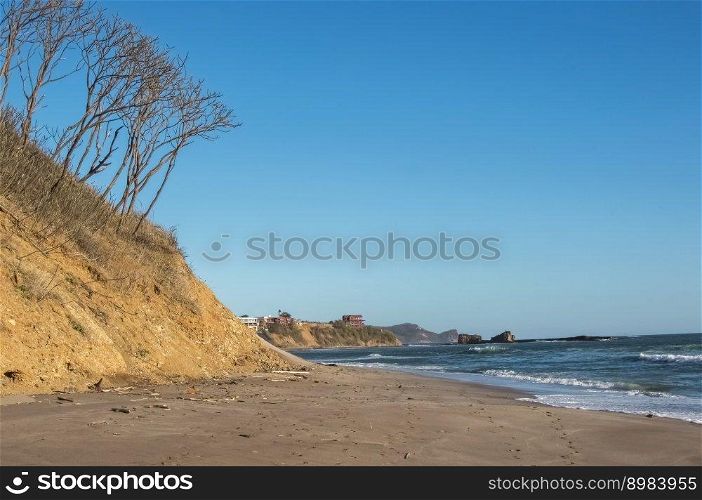 Image of sand and beach with blue sky, sand and beach with beautiful blue sky with COPY SPACE