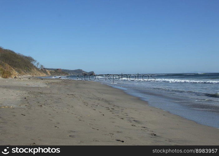 Image of sand and beach with blue sky, sand and beach with beautiful blue sky with COPY SPACE