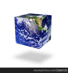 image of the earth square globe on white background