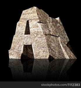 image of the three-dimensional stone letter A