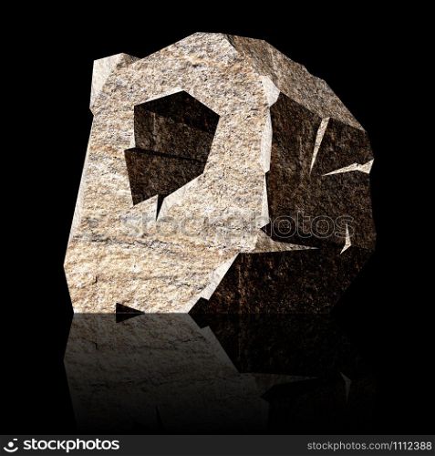 image of the three-dimensional stone letter D