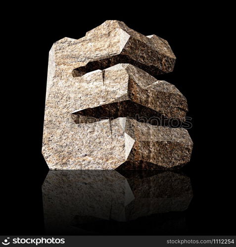 image of the three-dimensional stone letter E