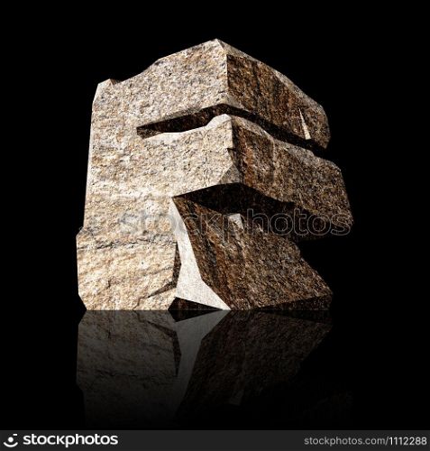 image of the three-dimensional stone letter F