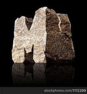 image of the three-dimensional stone letter M