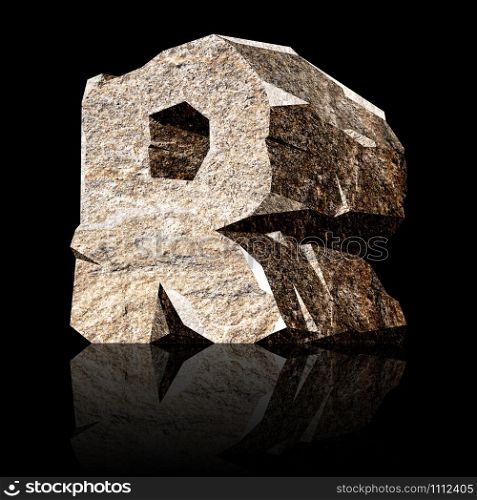 image of the three-dimensional stone letter R