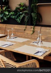 Image of tropical plants inside a restaurant