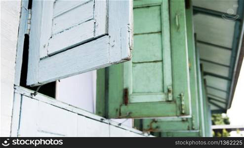 Image of Vintage wooden home window, Thailand traditional style