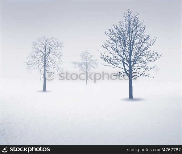 Image of white snow tree on a white background