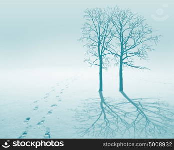 Image of white snow tree on a white background