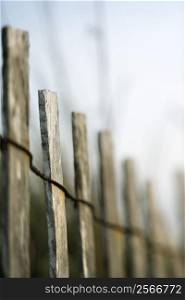 Image of wooden fence with rusted wiring.