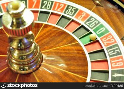 image with a casino roulette wheel with the ball on number 0