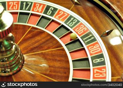 image with a casino roulette wheel with the ball on number 36