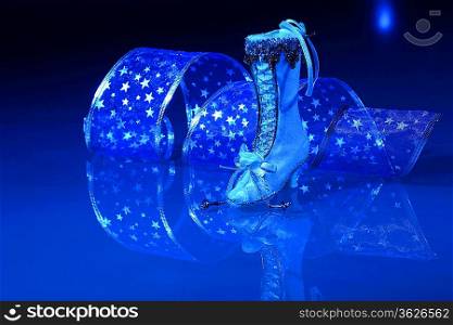 Image with a silver fancy shoe (Christmas decoration)