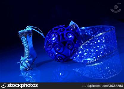Image with a silver fancy shoe (Christmas decoration)