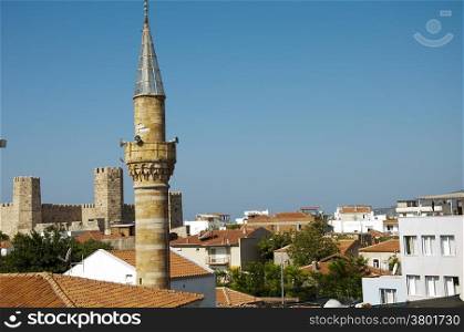 image with in front of a mosque minaret muslim district in Turkey
