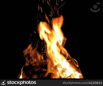 Image with red flame on the black background