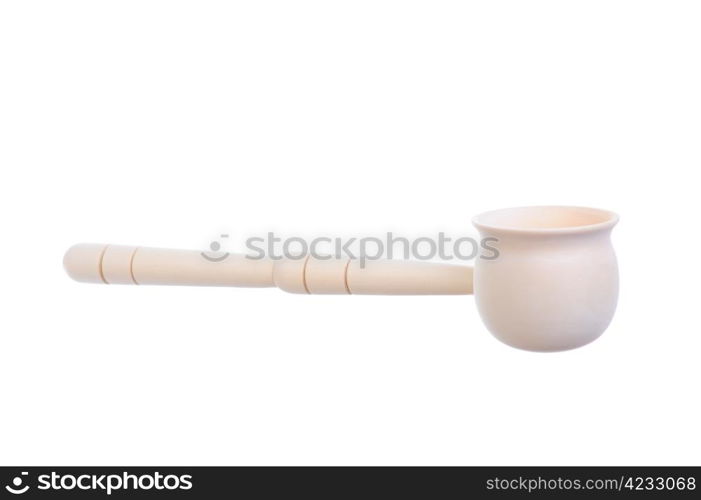 Image wooden ladle for the sauna. Isolated on white background