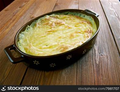Imelletty perunalaatikko - Sweetened potato casserole. traditional Finnish dish from Kymenlaakso