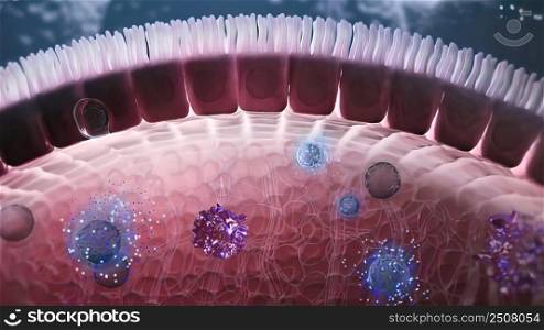immune system and defense system 3D illustration. immune system and defense system