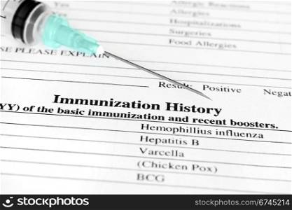 Immunization history form