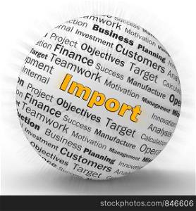 Import concept icon means importing goods for business. International Commerce and global shipping - 3d illustration