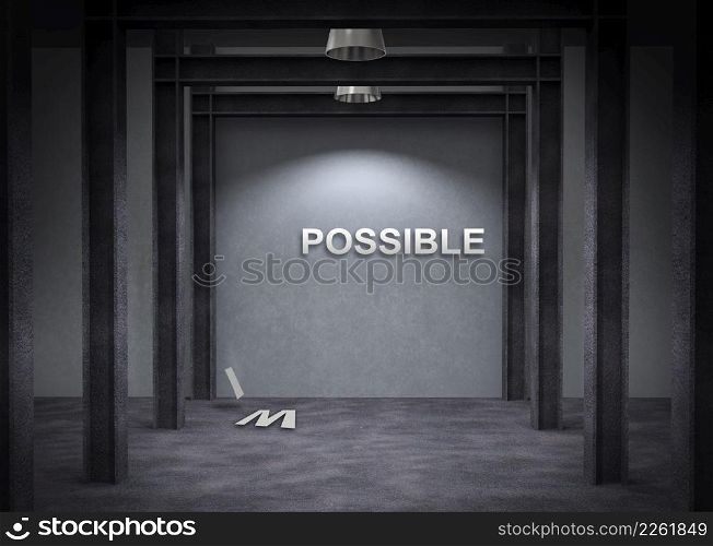 impossible text on wall as concept