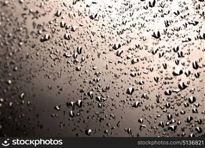 in a car after the rain some drops of water blurred like concept of wet