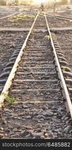 in africa ethiopia the railway road in the light of sunrise like background. in the light of sunrise the railway road