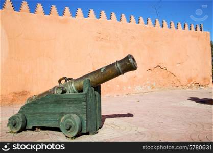 in africa morocco green bronze cannon and the blue sky