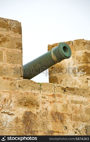 in africa morocco green bronze cannon and the blue sky