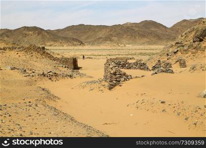 in africa sudan fort murrat ruins in the antique city of the nubians near the nilo and tombs 