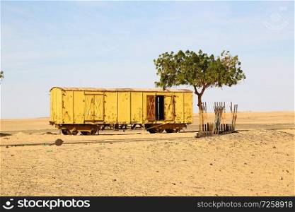 in africa sudan in the desert the old station six and his empty  buildings