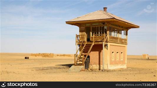 in africa sudan in the desert the old station six and his empty  buildings