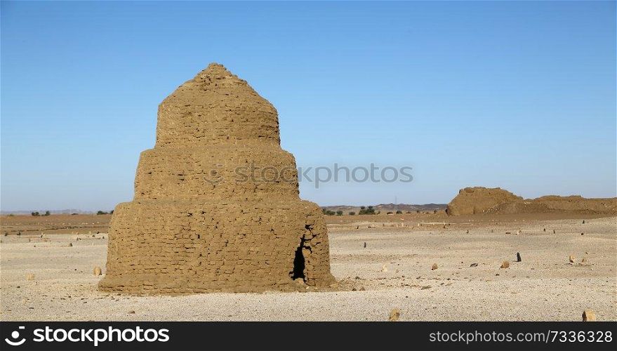 in africa sudan island of sai ruins of muslim burial near  the antique city of the nubians near the nilo and tombs
