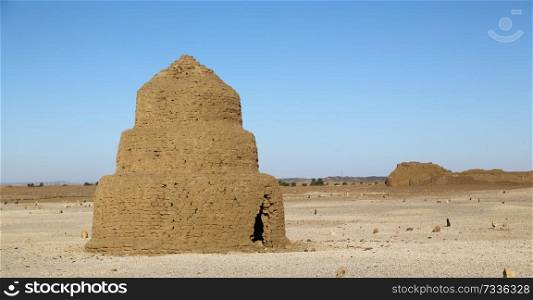 in africa sudan island of sai ruins of muslim burial near  the antique city of the nubians near the nilo and tombs
